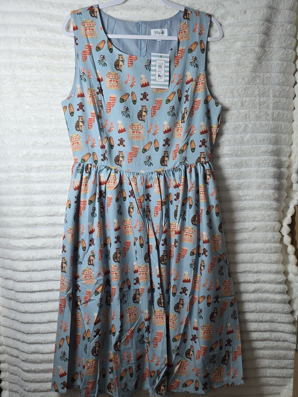 0671 Tulip B Light Blue Printed Sleeveless Dress